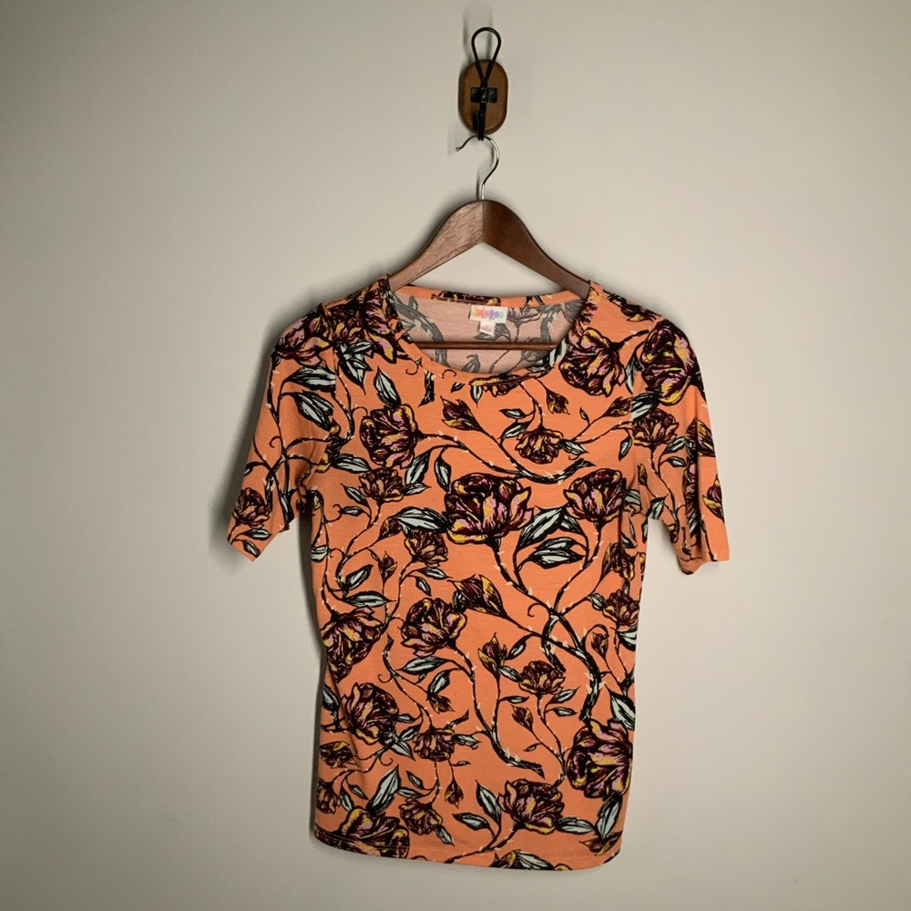 LuLaRoe Orange Black Fitted Short Sleeve Tee